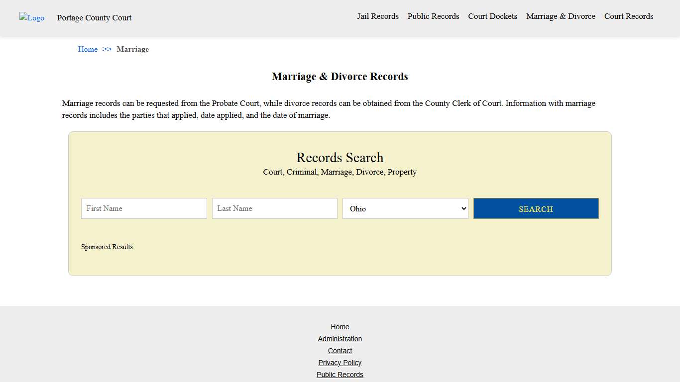 Marriage & Divorce Records | Portage County Court