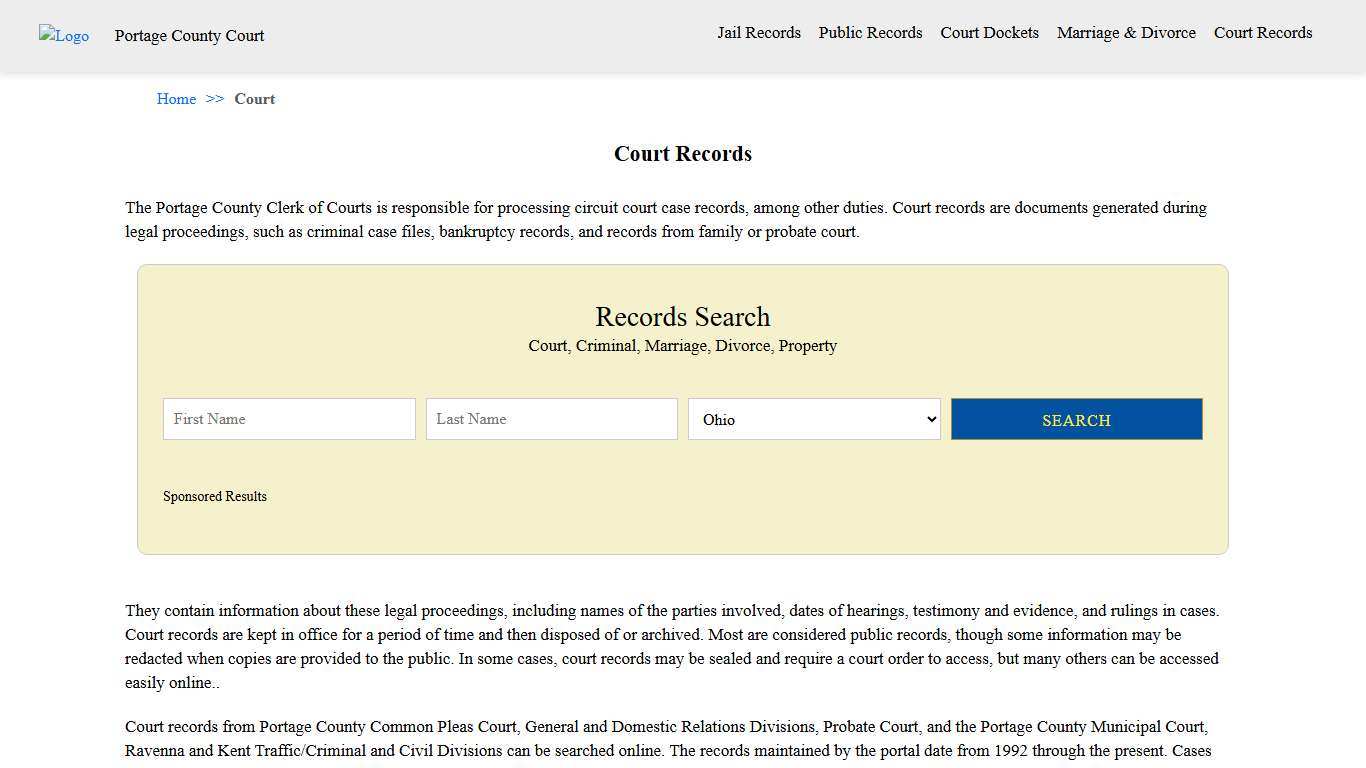 Court Records | Portage County Court